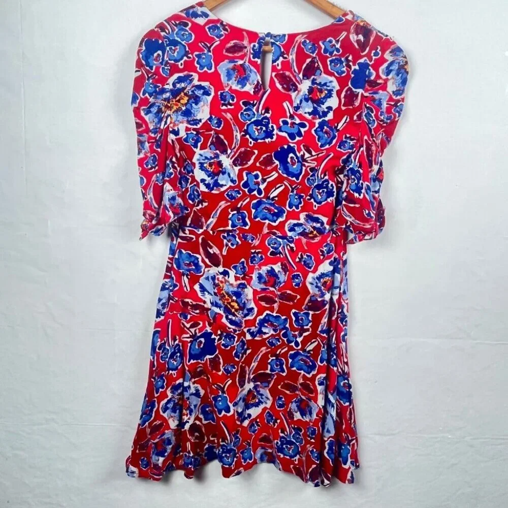 Free People Red Floral Glow Up Mini Dress 4